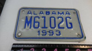 1993 Alabama M6102g Motorcycle License Plate Tag