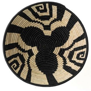 Black Petals Design Fruit Or Display African Basket Handwoven Home Decor