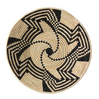 Black Swirl Design Fruit Or Display African Basket Handwoven Home Decor