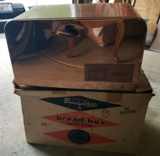 Vintage Lincoln Beauty Ware Coppertone Metal Bread Box