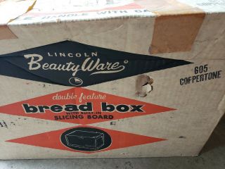 Vintage Lincoln Beauty Ware Coppertone Metal Bread Box 8