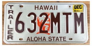 Hawaii 1983 Trailer License Plate 632mtm