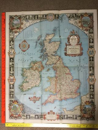 1937 Map British Isles; National Geographic,