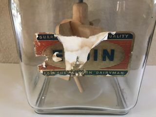 Antique Vintage 4 Quart Glass Elgin Butter Churn With Partial Label 3