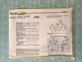Vintage Printed Pattern McCall ' s 1958 2285 Toddler ' s Coat Bonnet Leggings 2