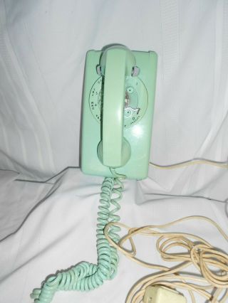 Vintage Bell System Rotary Dial Wall Phone Aqua Blue Turquoise