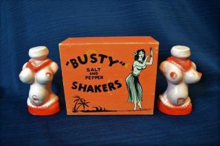 Vintage Busty Salt And Pepper Shakers Hawaiian
