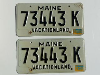 1987 Maine Car License Plates Pair 73443k Borderless Variety