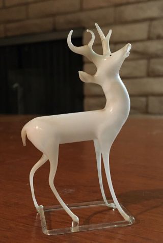 Antique German Milk Glass Deer Reindeer
