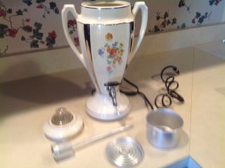 Antique Porcelain Percolator Coffee Pot Maker Complete