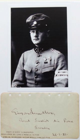 Einar Lundborg Noted Swedish Pilot Captain Swedish Air Force Autograph Died 1931