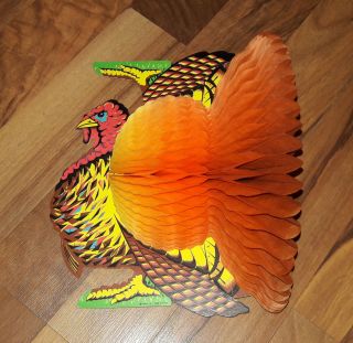 Vintage Beistle Honeycomb Thanksgiving Tom Turkey Tissue Paper Decoration M