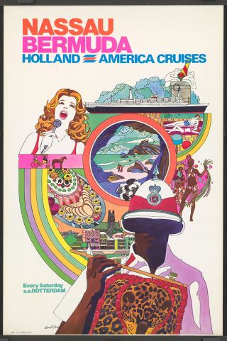 Nassau Bermuda Holland America Vintage Poster By David Klein 25x38in