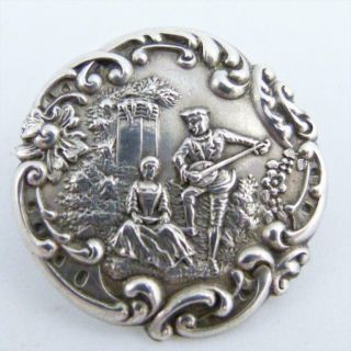 Antique Art Nouveau Solid Silver Button,  Hallmark Birmingham 1900.  Levi & Salaman