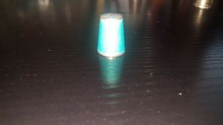 Sterling Silver With Teal Overlay Thimble