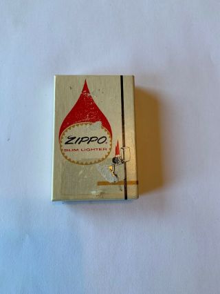 Vintage Zippo Slim Unlit No.  1615 H.  P.  Ribbon Lighter W/orig.  Box & Paper Nm
