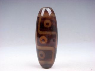 Old Tibetan Natural Agate Crafted 9 Eyes Pattern Large Fat Dzi Bead 01241906