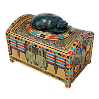 Egyptian Scarab Amulet Hieroglyphic Treasure Trinket Box