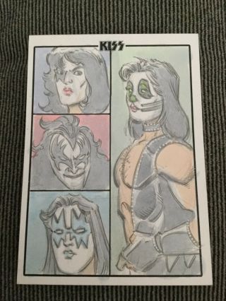 Kiss Premium Trading Cards Dynamite Gene Paul Ace Sketch Card 1/1 Signed Artist