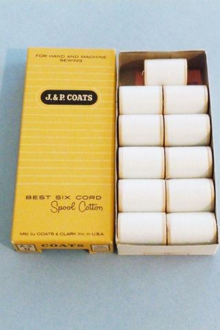 J & P Coats Vintage Cotton Sewing Thread Wood Spools Boxed