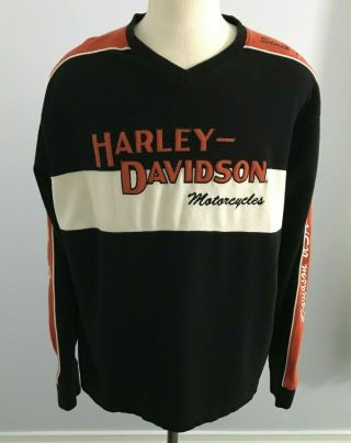 Vintage Harley - Davidson Black Long Sleeve Heavy Cotton V - Neck Shirt Size: Xl