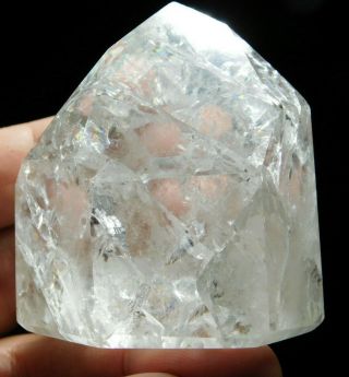 A Big Very Translucent Polished Fire And Ice Quartz Crystal Brazil 233gr E