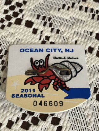 Ocean City Jersey Beach Tag Badge 2011 - Minty Seasonal - Martin Mollusk
