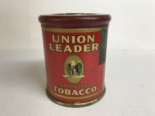 Vintage Union Leader Round Tobacco Tin 2