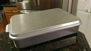 Vtg Aluminum 9” X 13” Baking Cake Pan With Snap On Lid Mid Century Foley Usa
