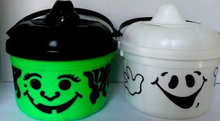 2 Vintage 1991 Halloween Trick Or Treat Pails Buckets Mcdonalds Witch/ghost