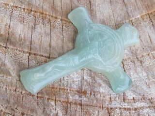 Natural Green Burmese Jadeite Jade Gemstone Christian Cross Crucifix Pendant