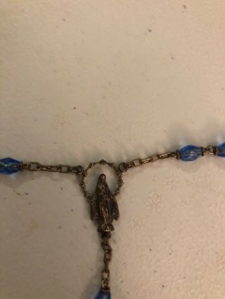 Vintage Antique Rosary Blue Glass Beads Italy 1830 2