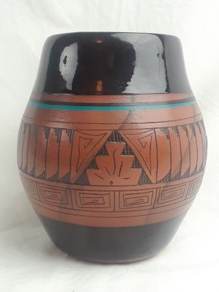 Rare North American Indian Pottery Vase Navajo Indian Vase Mitchell Blackhorse