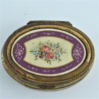Antique French Gilt Metal And Enamel Oval Patch Box,  19th Century