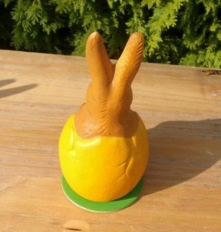 Signed Ino Schaller Paper Mache Bunny Rabbit in a Yellow Egg - Made in Germany 4