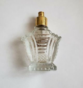Vintage Holmspray Clear Cut Glass Perfume Atomizer Brass Top Empty Bottle