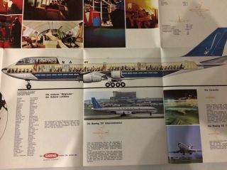Sabena Airlines B747 Cutaway Brochure 1970 Route Map Poster B707 Caravelle