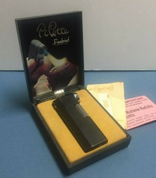 Vintage Pipette By Firebird Colibri Black Pipe Tobacco Lighter In Case,  Japan
