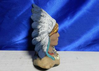 Vintage Hand - painted Native American Warrior Chief Head Bust VT2442 5