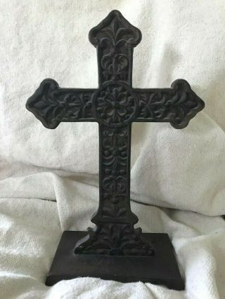 Cast Iron Antique White Cross/crucifix Gothic Celtic Decorative Bookend - Doorstop