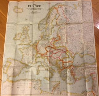 National Geographics Europe Map 1920 