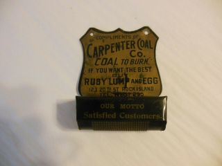 Vintage Carpenter Coal Co.  Advertising Tin Match Holder Safe