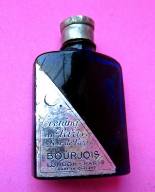 Vintage " Evening In Paris " Cobalt Blue Glass Perfume Bottle