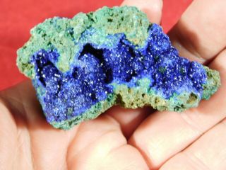 A 100 Natural Deep Blue AZURITE Crystal Cluster On Malachite 112gr 5