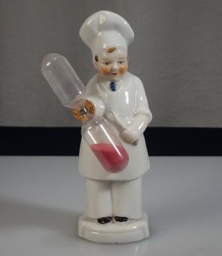 Vintage Porcelain Chef Figurine With Hour Glass 3m Timer - 55518