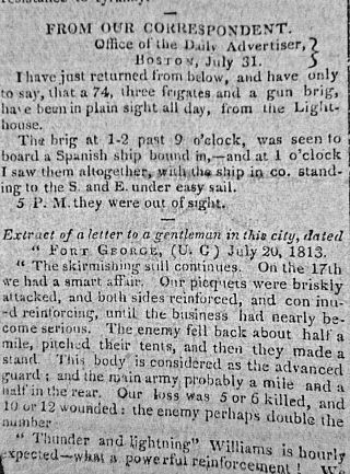 2) NY NEWSPAPERS 1813 - 14 WAR OF 1812 FORT GEORGE - NEWARK - PORTSMOUTH EVACU 5