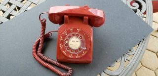 Vintage Antique Rotary Dial Desktop Telephone - Red - Western Electric Equipment