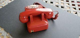 Vintage Antique Rotary Dial Desktop Telephone - RED - Western Electric Equipment 2