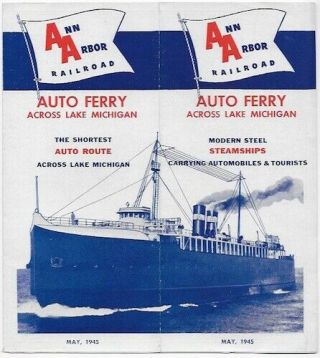 Ann Arbor Railroad Auto Ferry Timetable - 1945