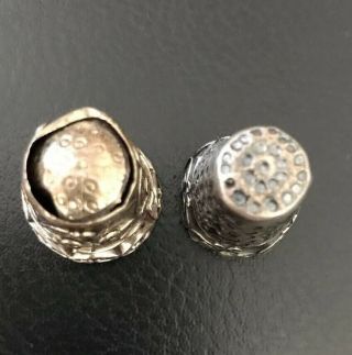 Vintage Pair Sterling Silver Thimbles Ornate Scrolls Marked box 5